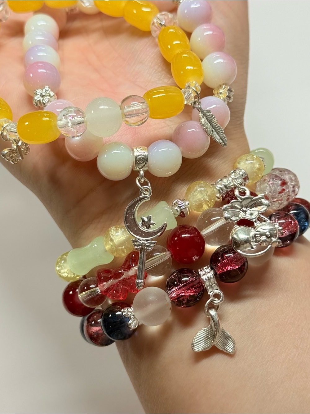 Handmade Designed Luxury Stretch Bracelets Gift - Pink, Red, Yellow, Green, Blue